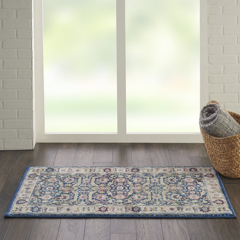 Tapis bleu marine traditionnel Raymond, Rectangle 2 pi x 4 pi