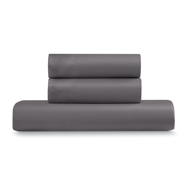 EJ Classic 100% Luxe Cotton Sateen Duvet Cover Set - Smooth & Breathable, King, Charcoal
