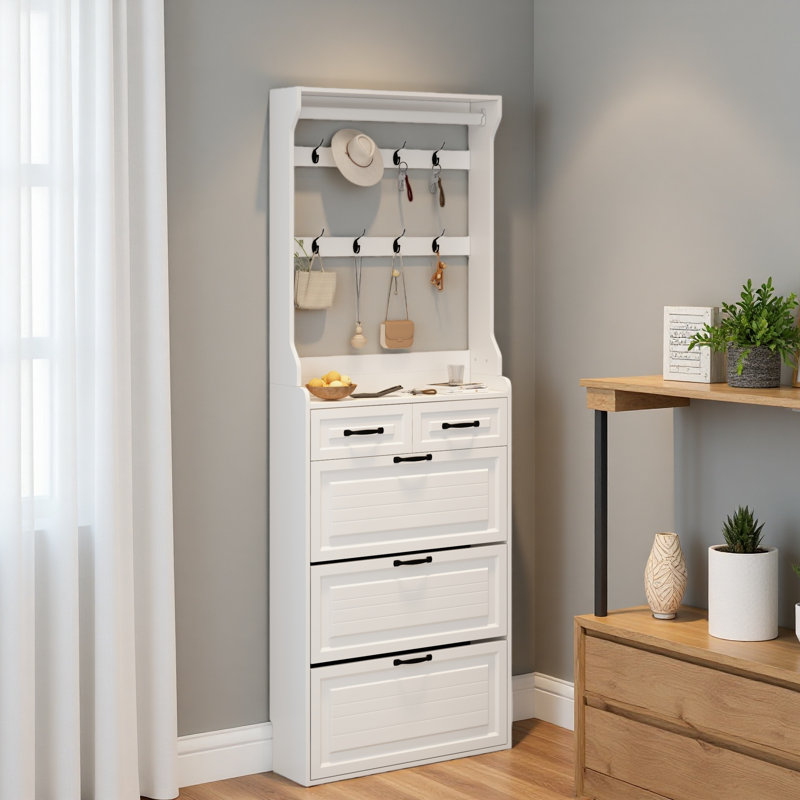 Range-chaussures avec 3 portes et 2 tiroirs avec support, grand espace de rangement