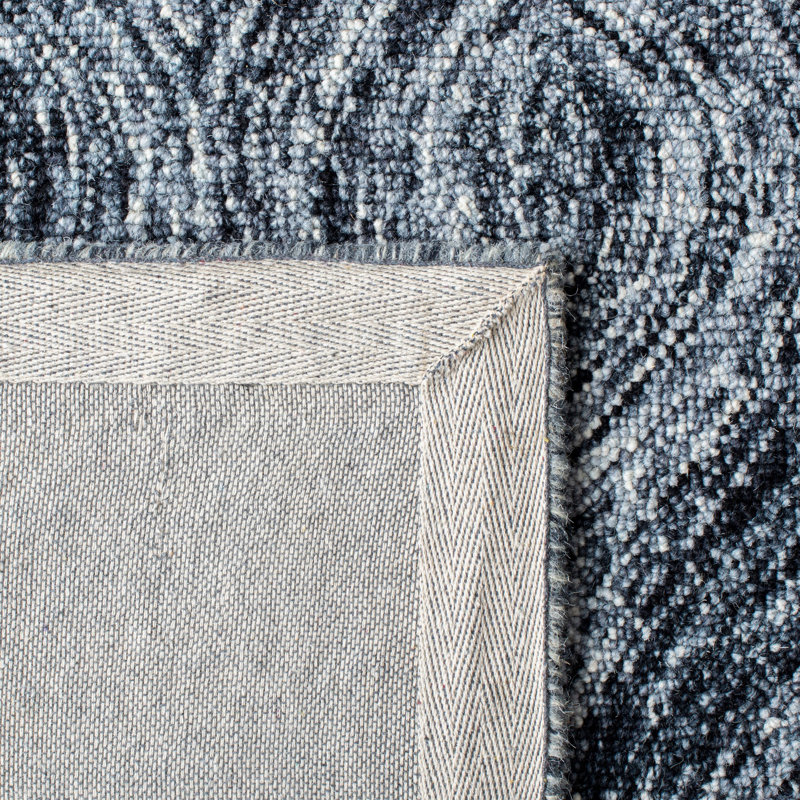Alora Geometric Hand Tufted Wool Gray/Blue Area Rug, Runner 2'3" x 8'
