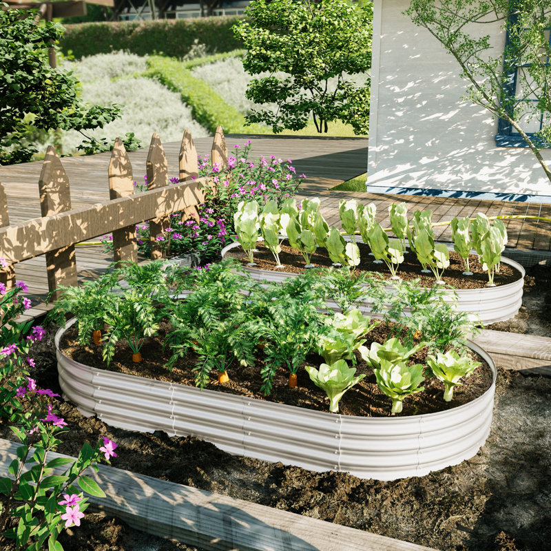 Ensemble de jardin surélevé 8 x 4 x 1 pi, jardin surélevé galvanisé pour l'extérieur pour légumes, fleurs et herbes, robuste, résistant à la rouille, facile à assembler