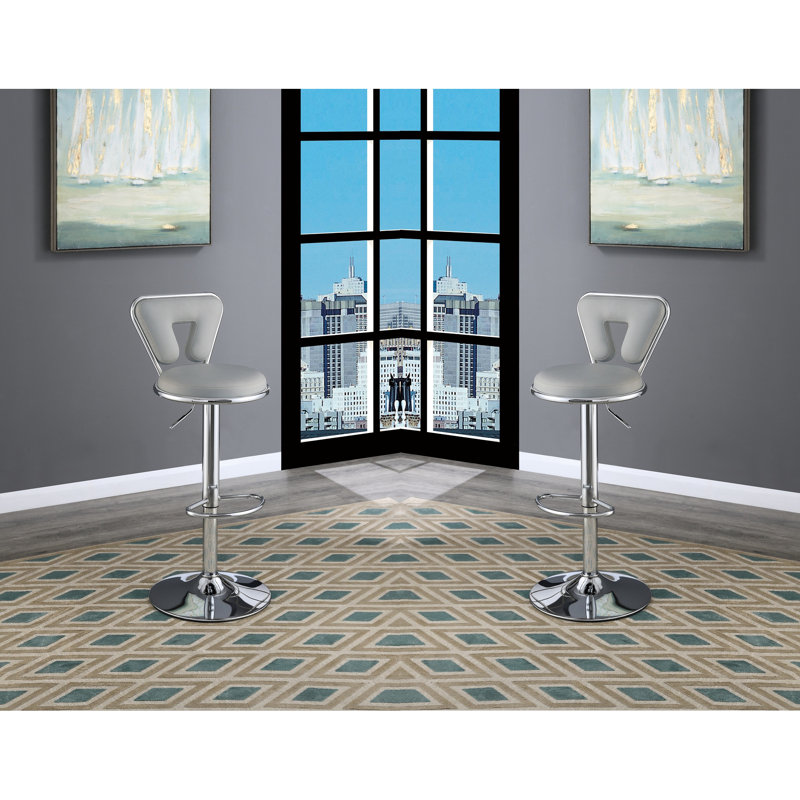 Tabouret de bar contemporain 2 pièces - Similicuir gris, base, structure en métal pour tabourets en cuir, Gris