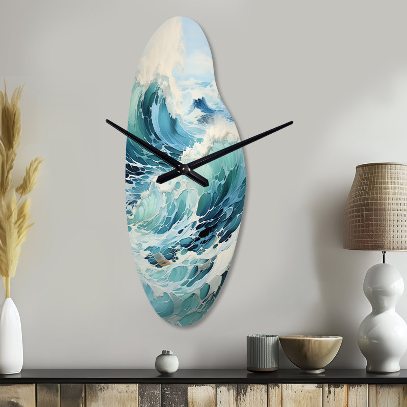 Horloge murale Laudenslager Watercolor Storm Coastal Ocean II - Ocean, Médium