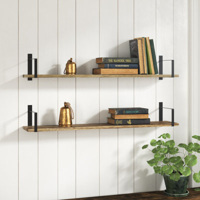 Ternate 2 Piece Paulownia Solid Wood Bracket Shelf