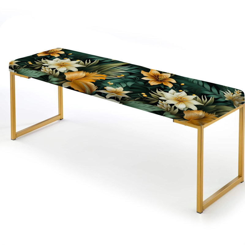 Tropical Greens Warm Earth Tones V - Banc rembourré tropical doré