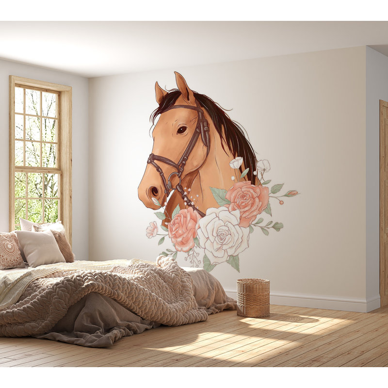 Murale pelez et collez de qualité supérieure - Rose équestre, L 96 po x l 120 po