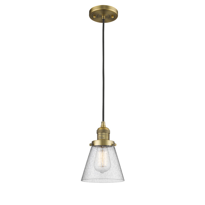Luminaire suspendu conique à 1 lumière Seaham, Laiton brossé