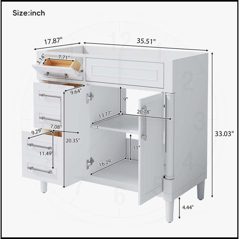 Meuble-lavabo 36 po sans lavabo, Blanc