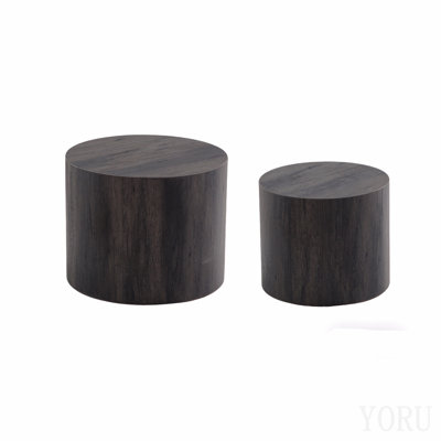 Ensemble de 2 tables basses gigognes rondes en bois pour table ronde