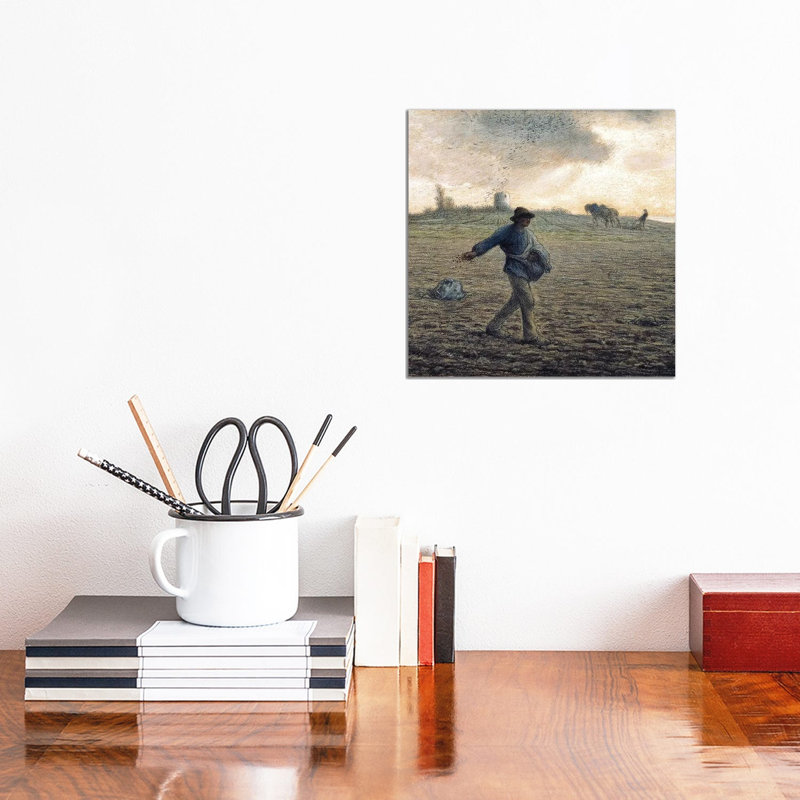 The Sower (Private Collection) by Jean-Francois Millet - Wrapped Canvas Painting, 30.48cm H x 30.48cm W x 1.91cm D