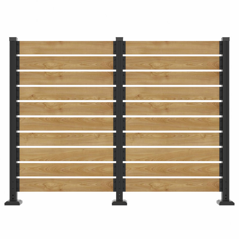 Écran d'intimité pour clôture en bois de cèdre sans creusage H 60 po x l 78 po
avec poteaux en aluminium (bois), Marron clair