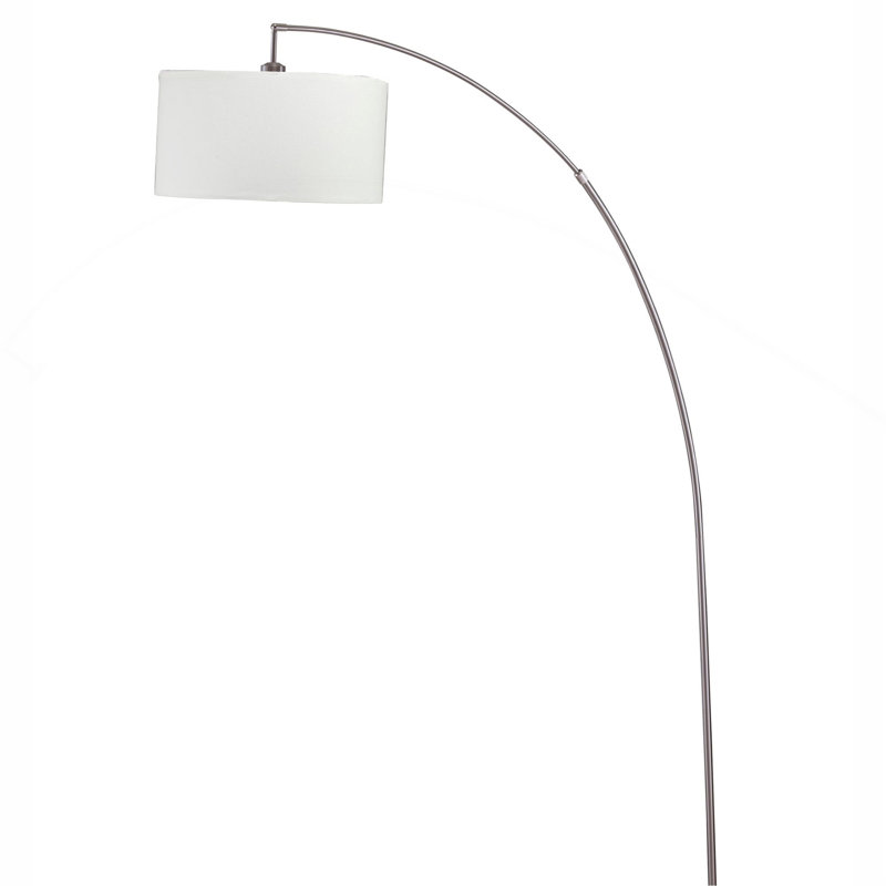 Lampe sur pied en métal 86 "Bowery", Argent brossé, Blanc