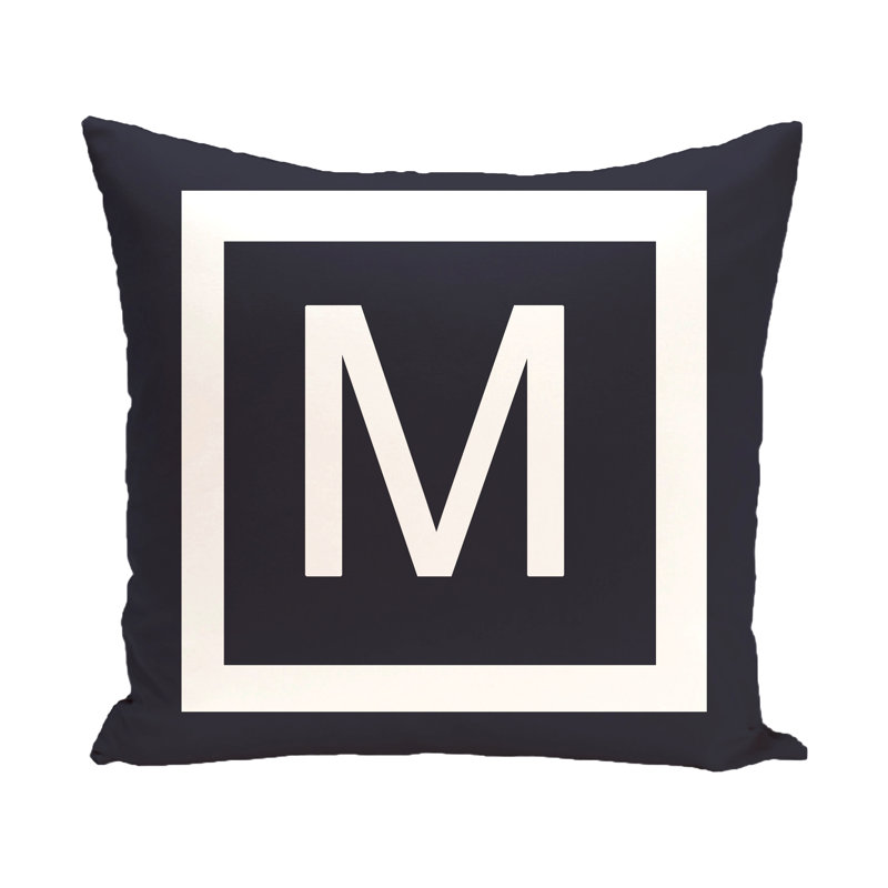 Reversible Throw Pillow, 20" H x 20" W x 2" D, Navy Blue / White, M