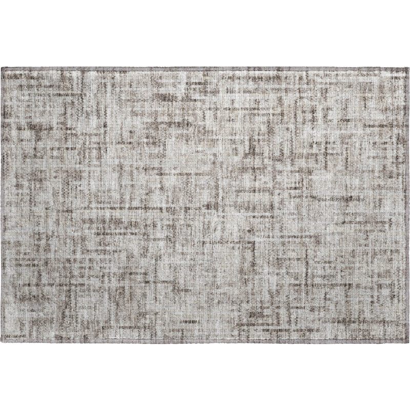Premium Machine Washable Mayfield AMF2130 Striped Rug, 1'8" x 2'6", Taupe
