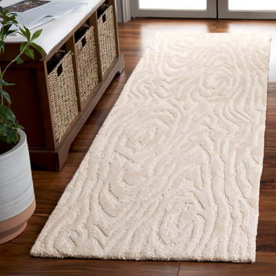 Tapis ivoire en laine / coton touffeté à la main Jhiya