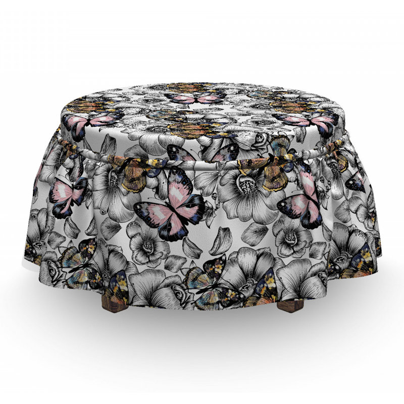 Housse pour repose-pieds spring roses en fleur