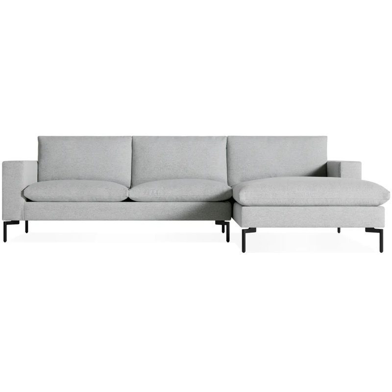 Nouveau canapé standard avec méridienne, Orienté à droite (vu de face), Cuir granite, Noir