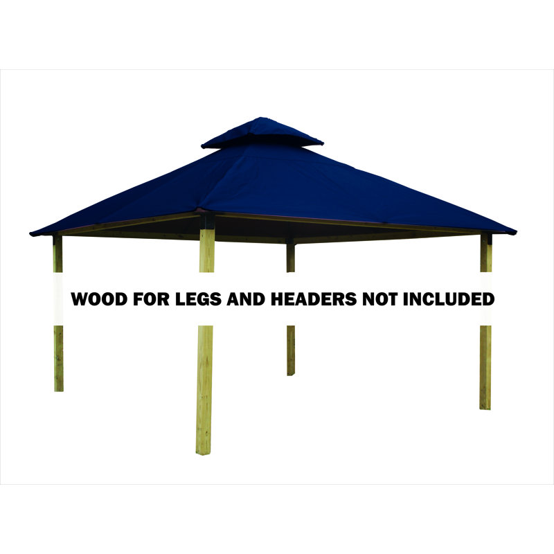 Roof Framing And Mounting 12 Ft. W x 12 Ft. D Solid Wood Gazebo, Catalina Blue, 147.5" H x 168" W x 168" D