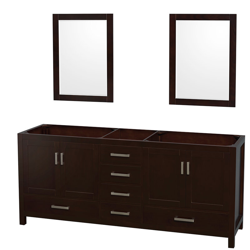 Sheffield 79" Double Bathroom Vanity Base Only, Espresso
