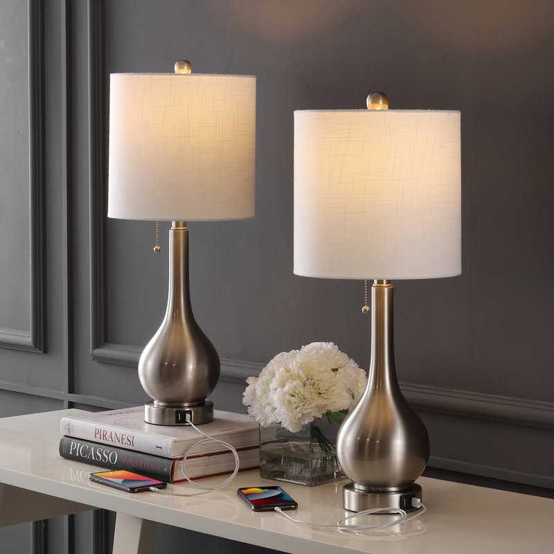 Orford Metal USB Table Lamp, Silver