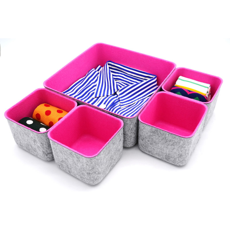 Anadela 4.3'' H x 10.2'' W x 10.2'' D Organizer Set, Hot pink