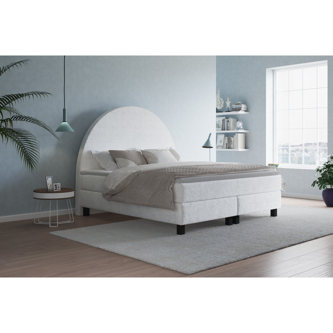 Boxspringbett Ladonda mit Kaltschaum Topper, mit Bouclé Stoff bezogen