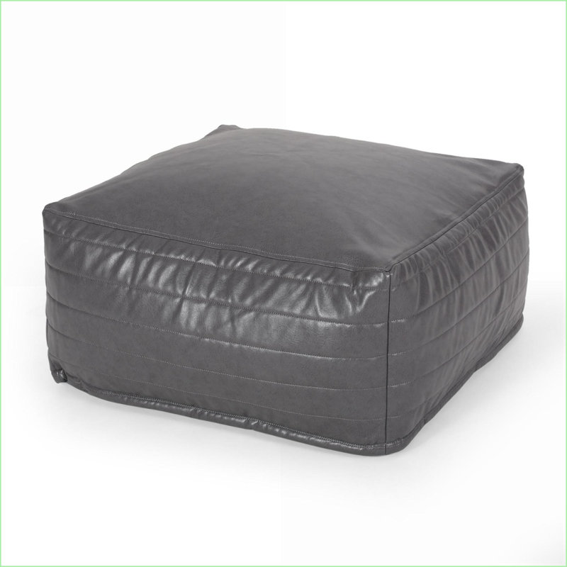Ottoman | Multi-Use Faux Leather Pouf | 24x24x12 Inches | Slate Gray | Faux Leather, Gray