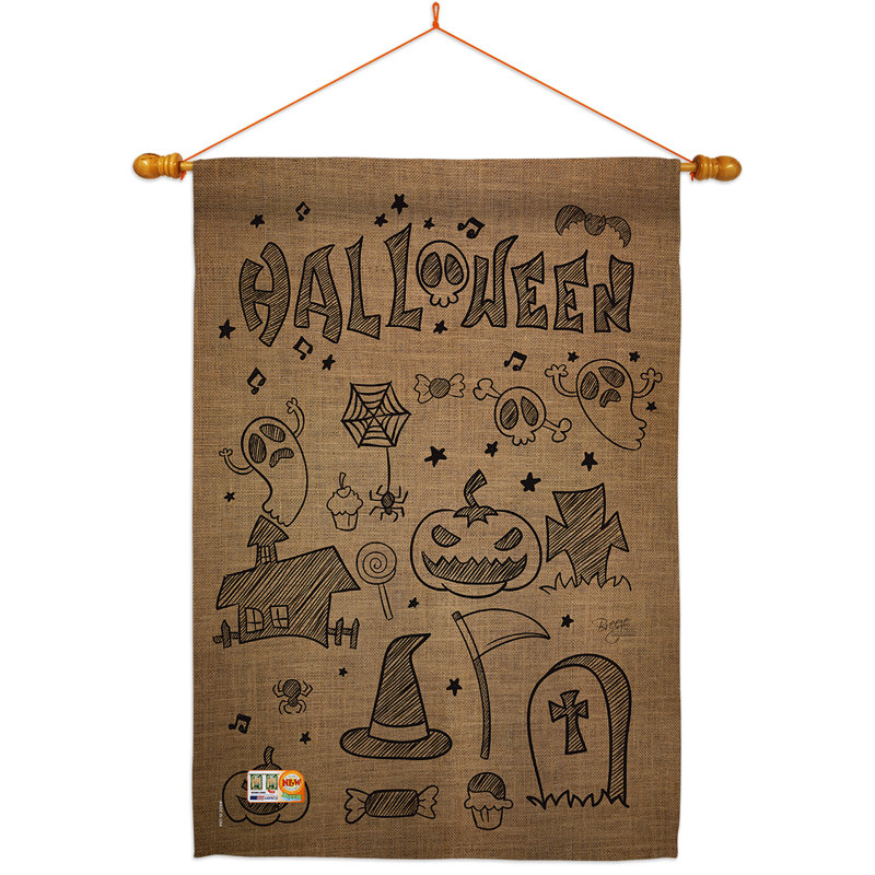 Double Sided 40 in. H x 28 in. W Polyester Halloween Flag set