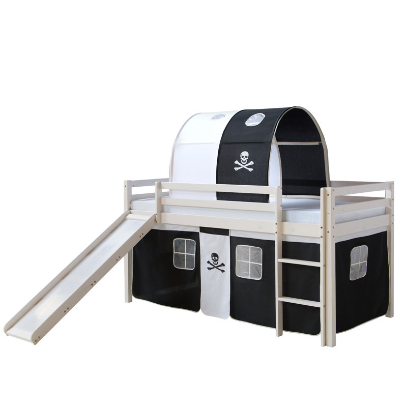 Alyria European Single Mid Sleeper Bed with Textil Set, without Slatted Frame