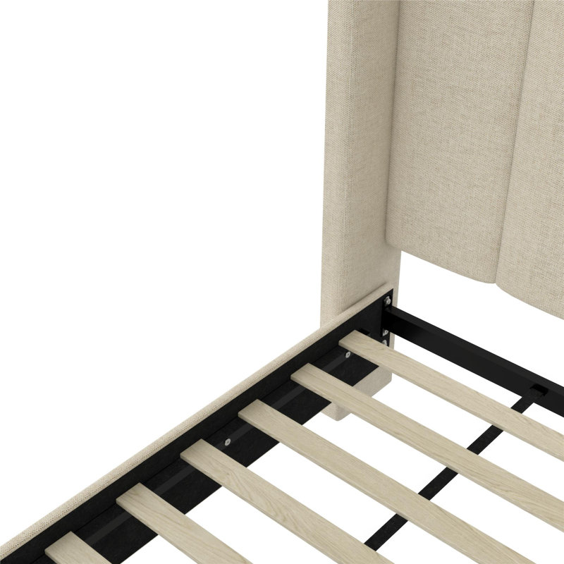 Base de lit plateforme à oreilles Mickenzi avec tête de lit capitonnée, Grand