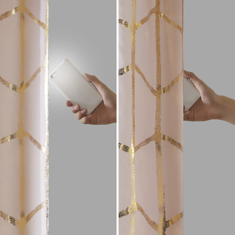 Blush and Gold Ground Length Blackout Cotton Polyester Window Panel