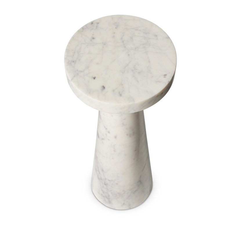 Mabel Nesting End Table-Short-Veined White Marble, 23" H x 8" W x 8" D