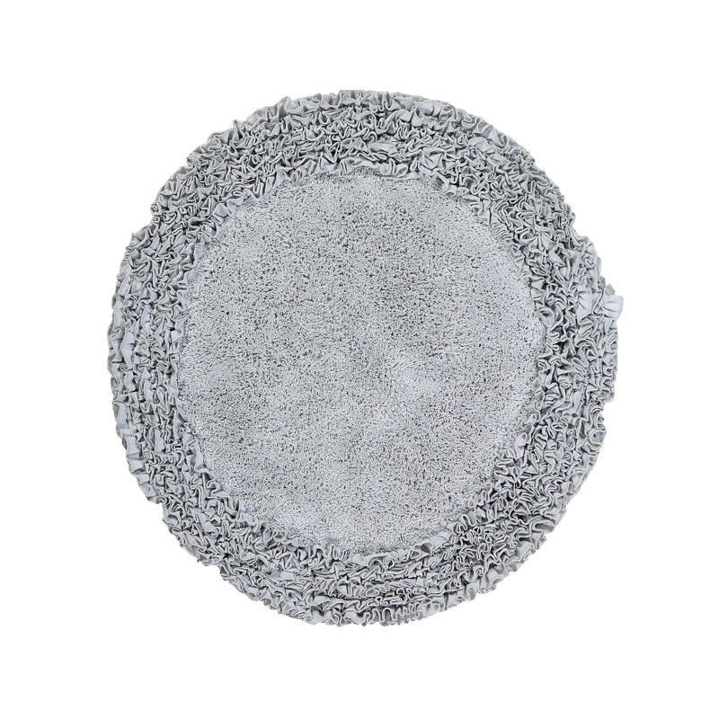 Zilla 100% Cotton Tufted Bath Rug with Spray Latex Backing Machine Washable Luxurious Ruffle Border Ultra Soft and Absorbent Bathroom Rug 30 Round