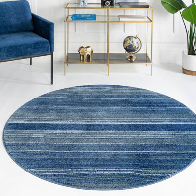 Osteen Striped Blue/Gray/White Area Rug