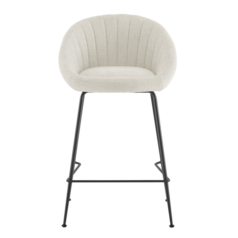 Abey Upholstered Counter Stool, Polyester-Ivory