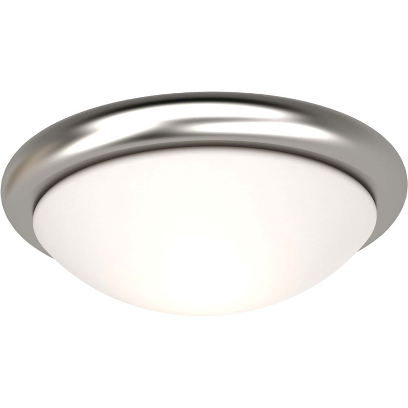 Plafonnier encastré rond 1 lumière en nickel brossé l 11 po avec torsion sur abat-jour en verre opale blanc