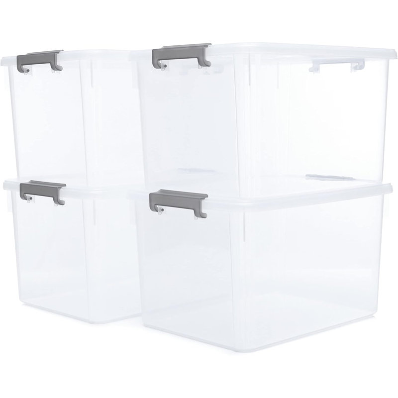 Ensemble de 4 bacs de rangement avec couvercle empilable 32 Qt