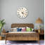 Horloge murale en verre trempé beige marbré, chiffres romains élégants, décoration intérieure unique, art mural moderne-249369542-249369537