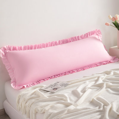 Taie d'oreiller à volants pour le corps, housse de coussin en microfibre brossée et infroissable avec fermeture à enveloppe, 20 po x 54 po (paquet de 1)