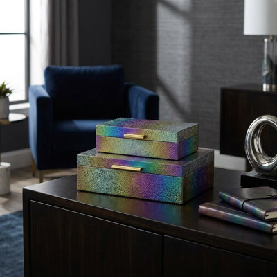 Nimue Seascale Pattern Iridescent Box Set With Gold Hardware