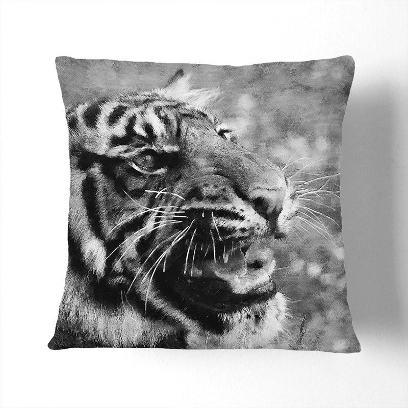 Tiger Vol.4 Scatter Cushion with Filling, 55cm H x 55cm W x 20cm D, White