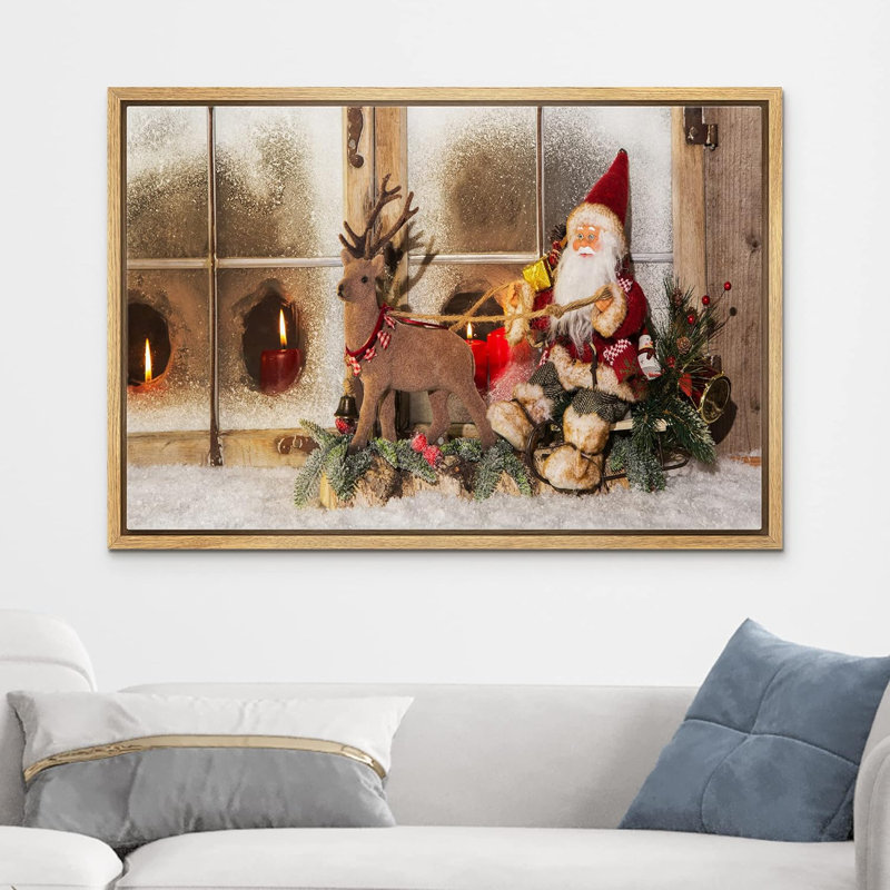 Célébration de Noël, impression, H 16 po x l 24 po, Cadre naturel flottant
