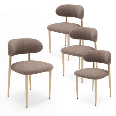 Ensemble de 4 chaises de salle à manger rembourrées en tissu de style campagnard moderne avec repose-pieds confortables, pieds de table en métal pour la maison