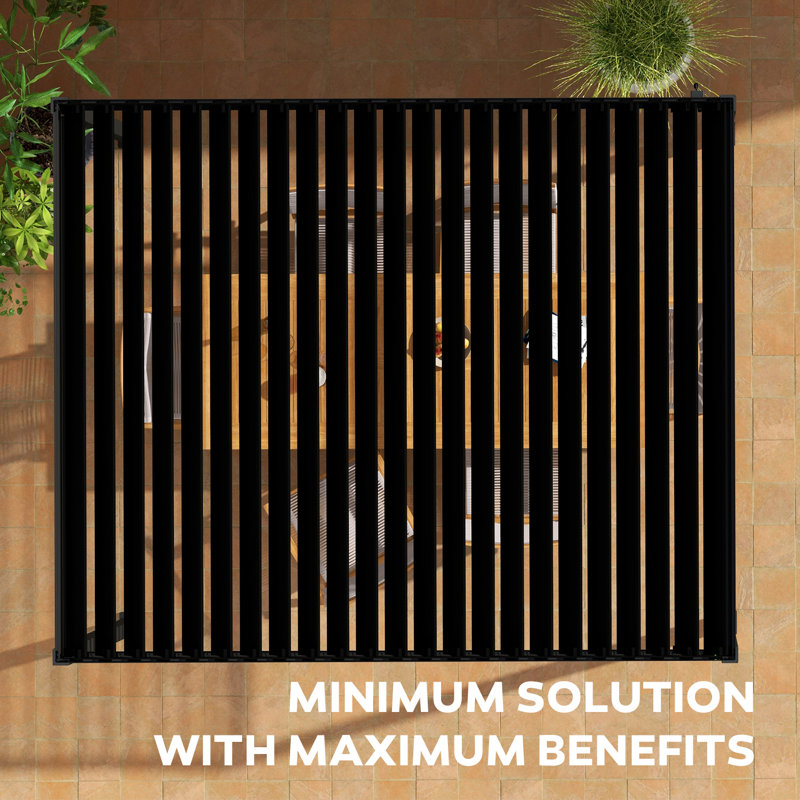 Charcoal 10' x 10' Galvanized Steel Louvered Pergola