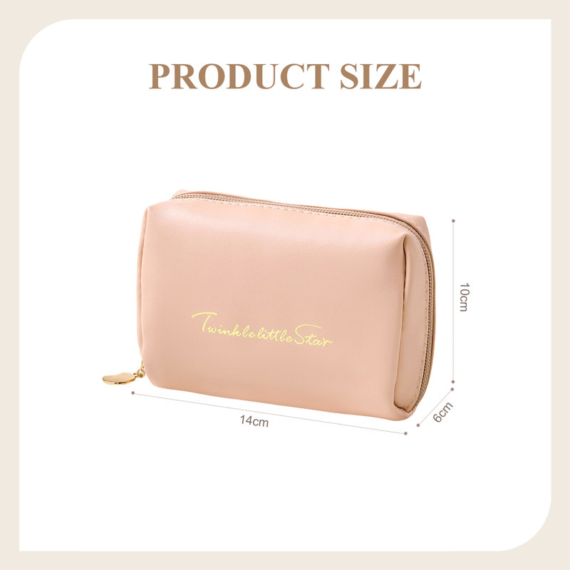 PU Leather；Nylon Zipper Makeup Organiser, Beige