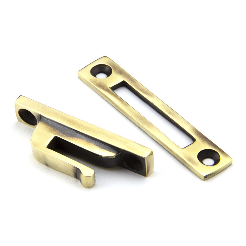 Locking Hinton Fastener Door Accessory, Aged Brass