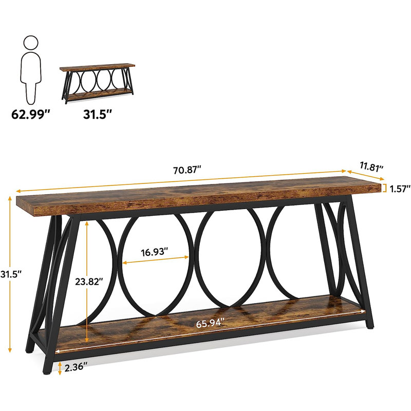Pierz 70.87'' Console Table, Brown/Black