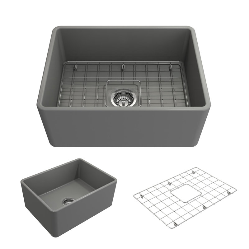 24'' L Kitchen Sink, Matte Gray