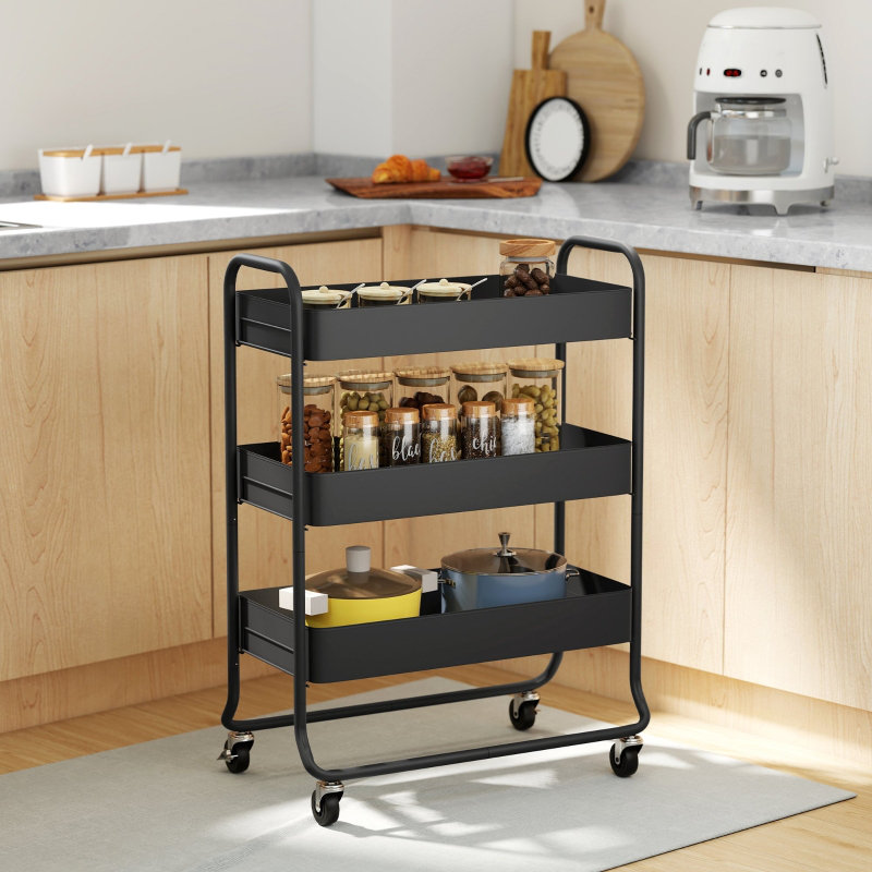 Metal Kitchen Cart, Black