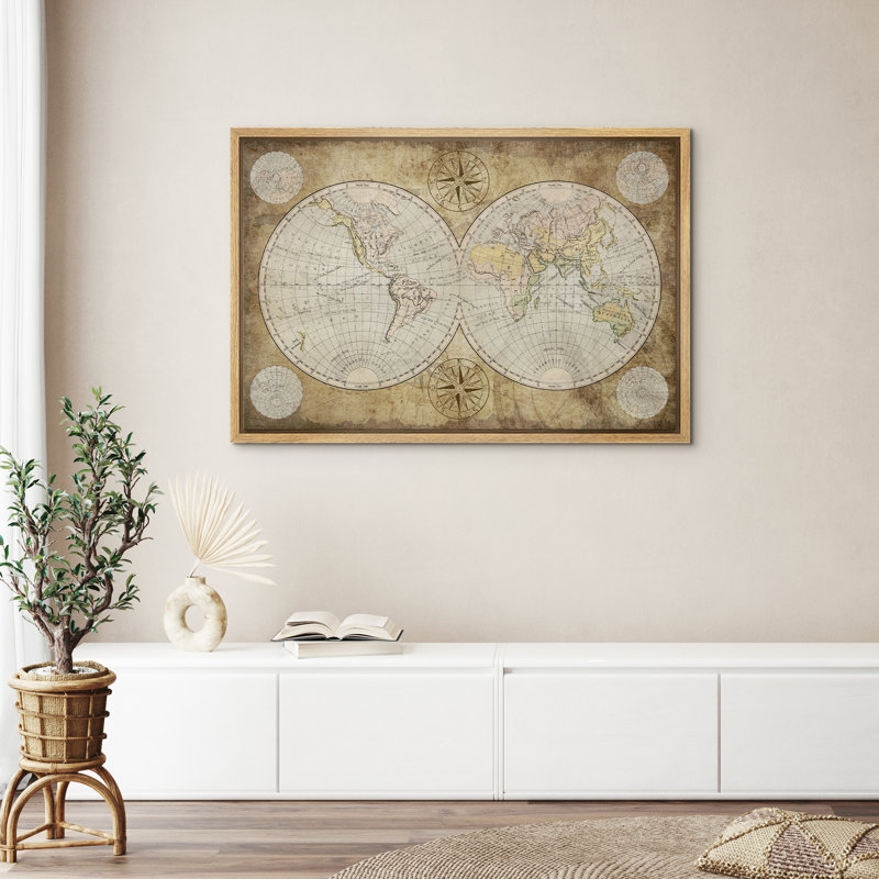 Mappemonde rétro, Naturel, H 16 po x l 24 po